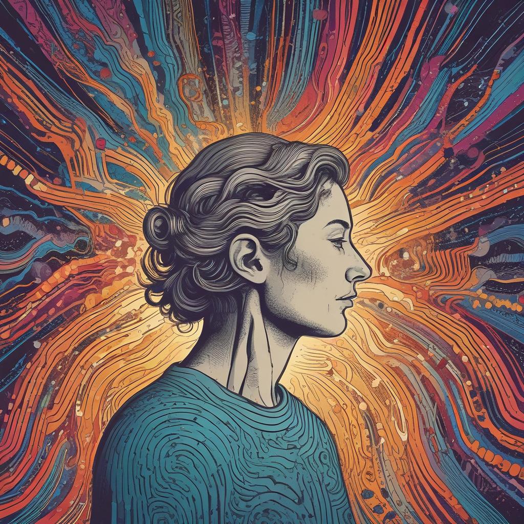 A person in distress clutching their head, surrounded by visual representations of chaotic buzzing and ringing sounds from tinnitus.