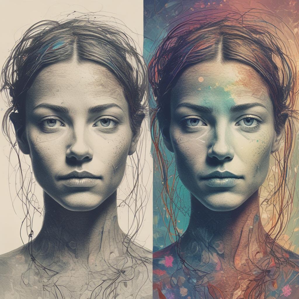 Before and after visualization: a person transitioning from tinnitus distress to peaceful silence.