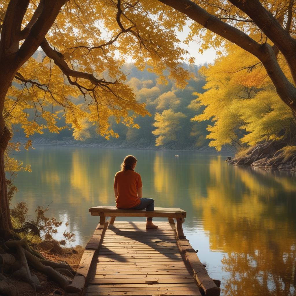 Serene person enjoying peace and quiet in a calm natural environment, free from ear ringing.