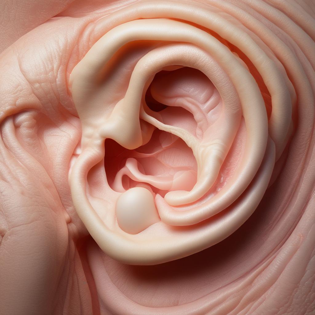 Close-up of a healthy ear with subtle glowing light, symbolizing healing.
