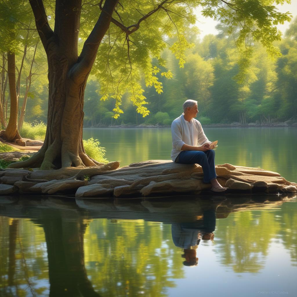 Dr. Tony finding peace and silence after curing tinnitus, enjoying a tranquil moment outdoors, representing relief and a life free from ringing.