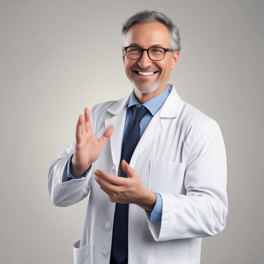 A friendly and reassuring Dr. Tony, smiling gently and gesturing supportively, representing a trusted guide to tinnitus relief.