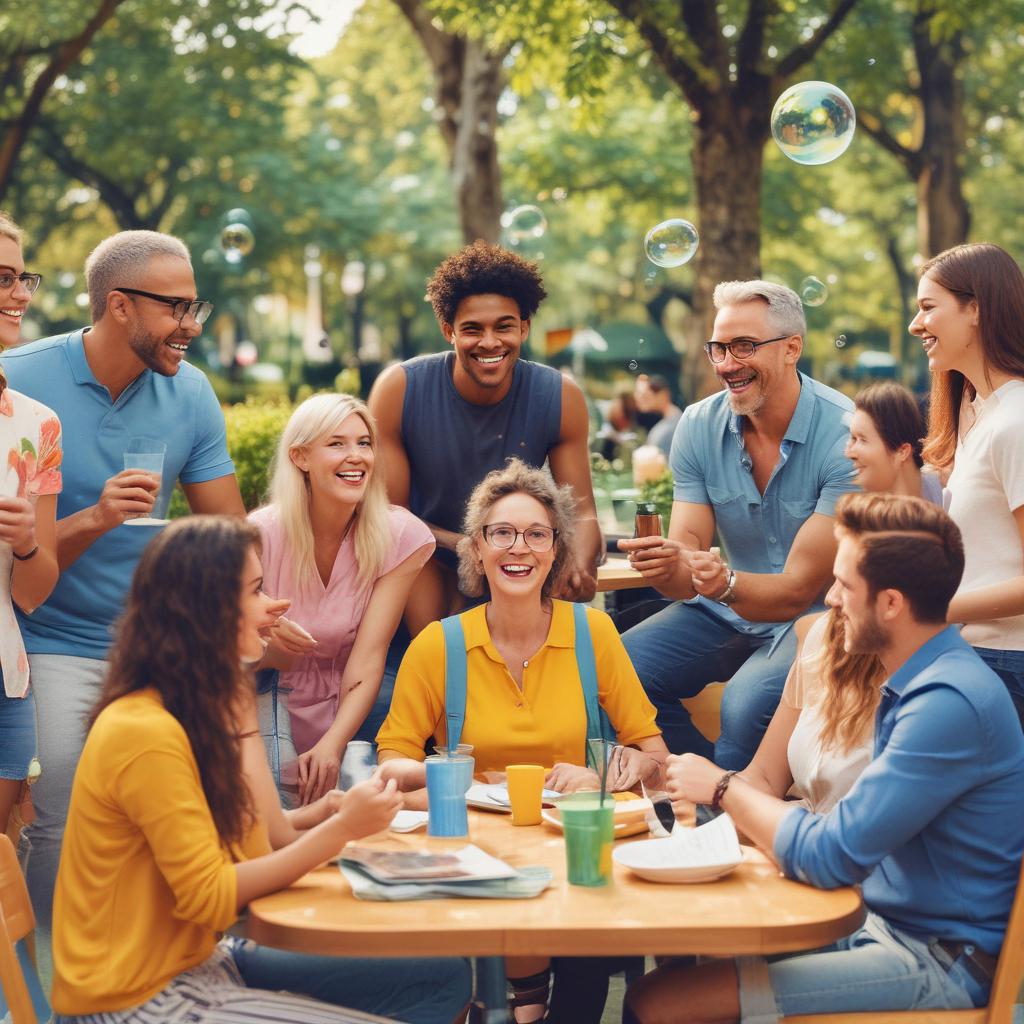Diverse happy people conversing easily, symbolizing improved hearing and connection.
