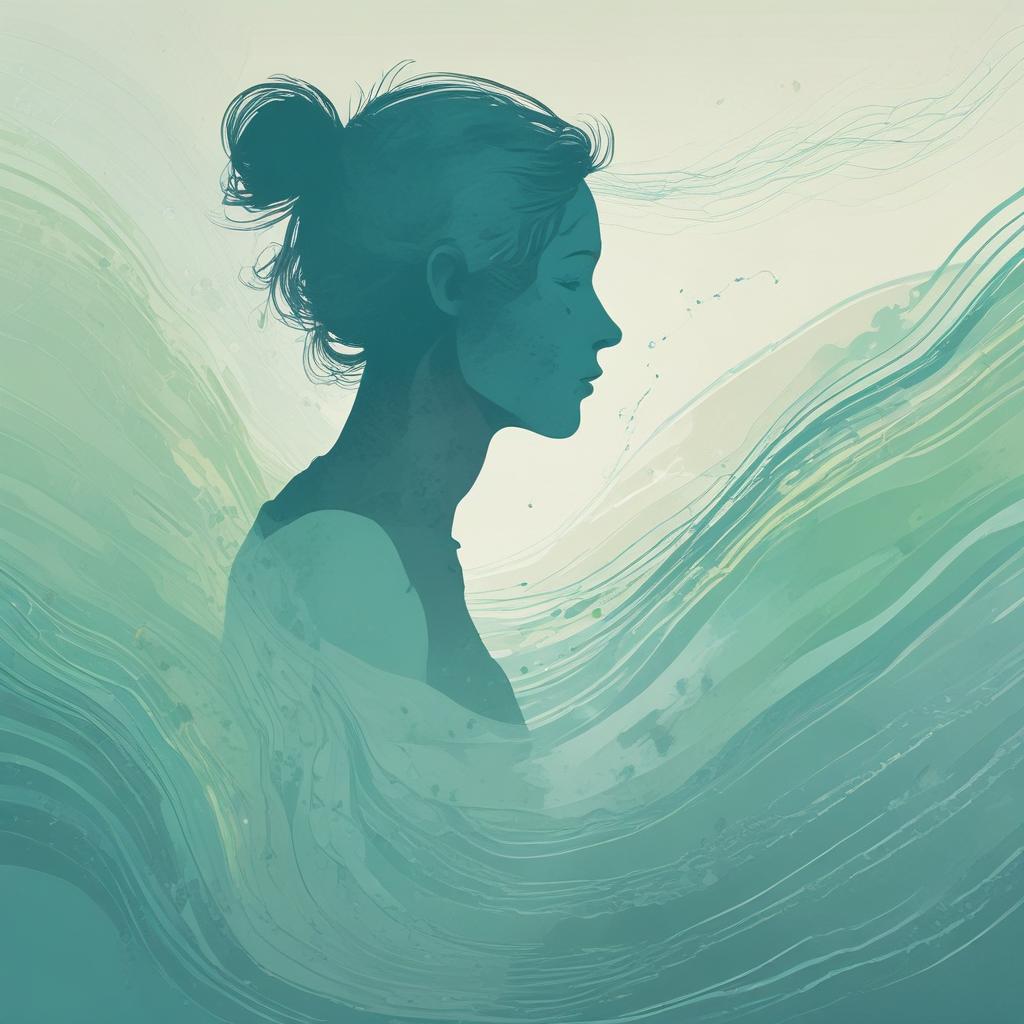Abstract image showing loud, chaotic sound waves around a person's ear transforming into quiet, serene ripples, symbolizing tinnitus fading.