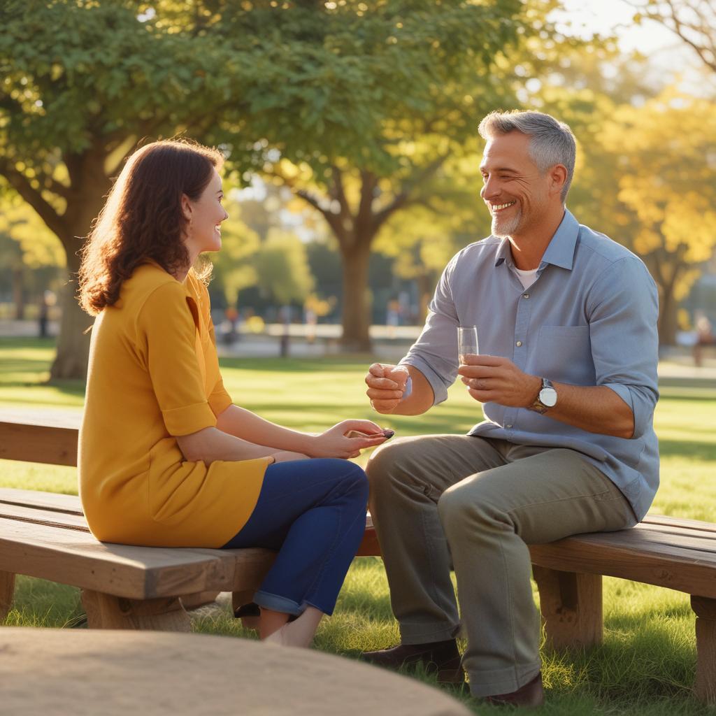 Happy person clearly hearing and enjoying conversation outdoors, symbolizing improved quality of life with hearing aids.