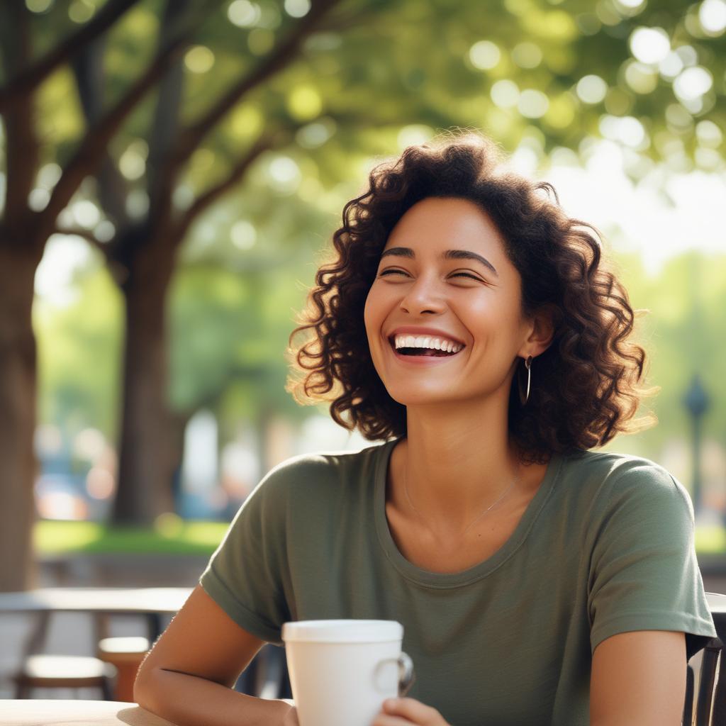 A happy individual engaged in a clear, joyful conversation in a bustling outdoor setting, reflecting the successful restoration of their hearing and an improved quality of life.