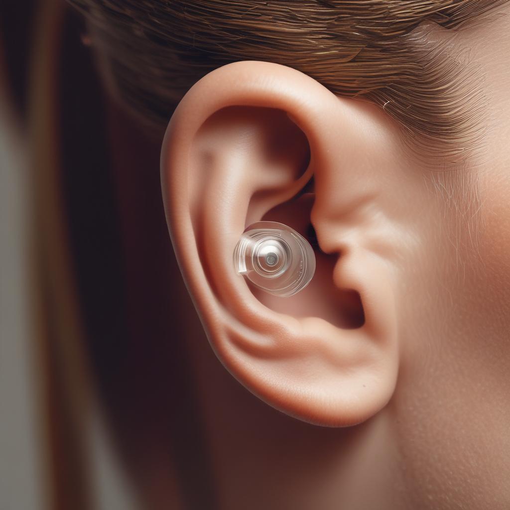 Close-up of a sleek, discreet, and futuristic hearing aid