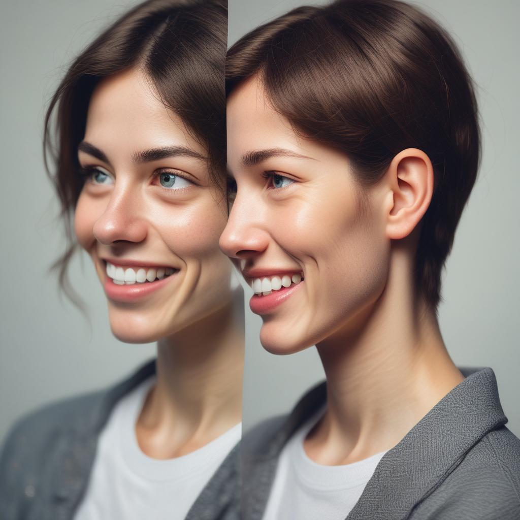 Split image showing a person struggling to hear on one side and happily engaged after hearing restoration on the other.