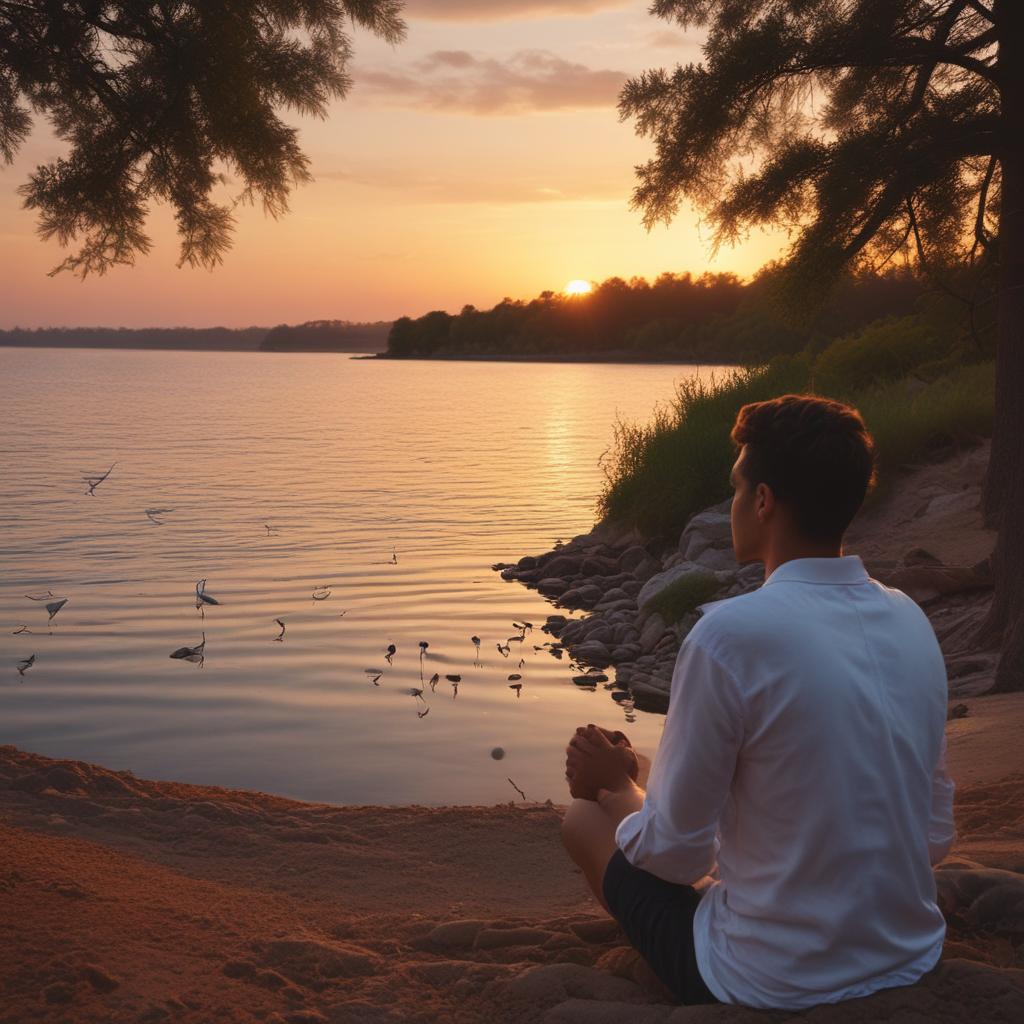 A person experiencing enhanced nature sounds, symbolizing improved hearing and a deeper, more peaceful connection to the environment.