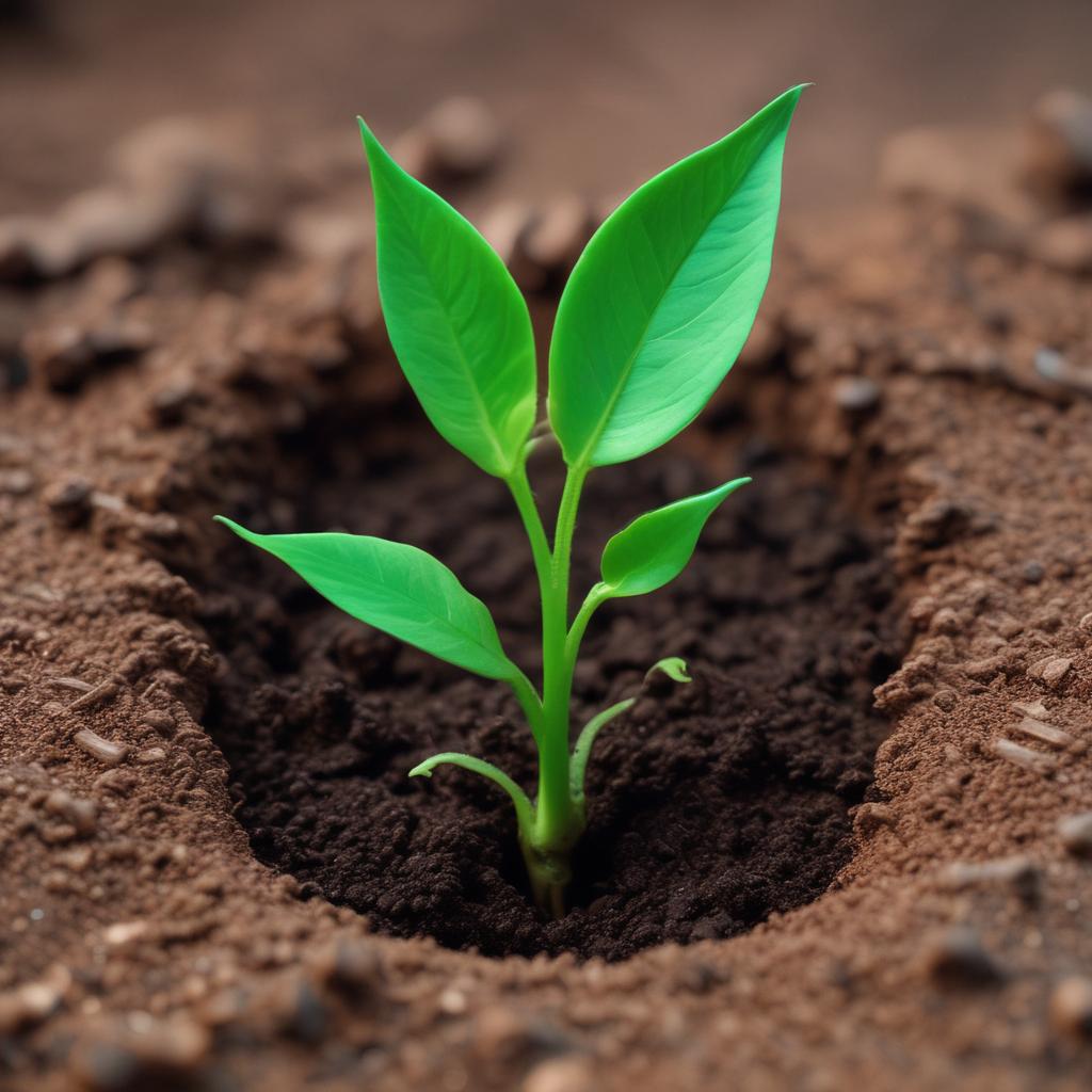 Green plant sprout with glowing sound waves, representing natural hearing support and revitalization.